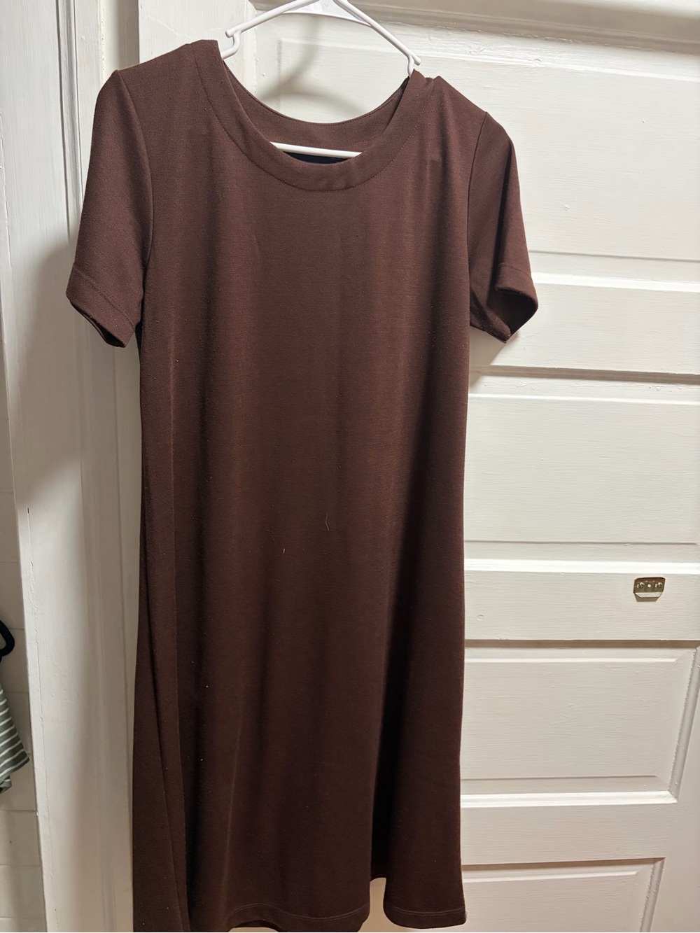 Susan Graver Brown Short-Sleeve Midi Dress